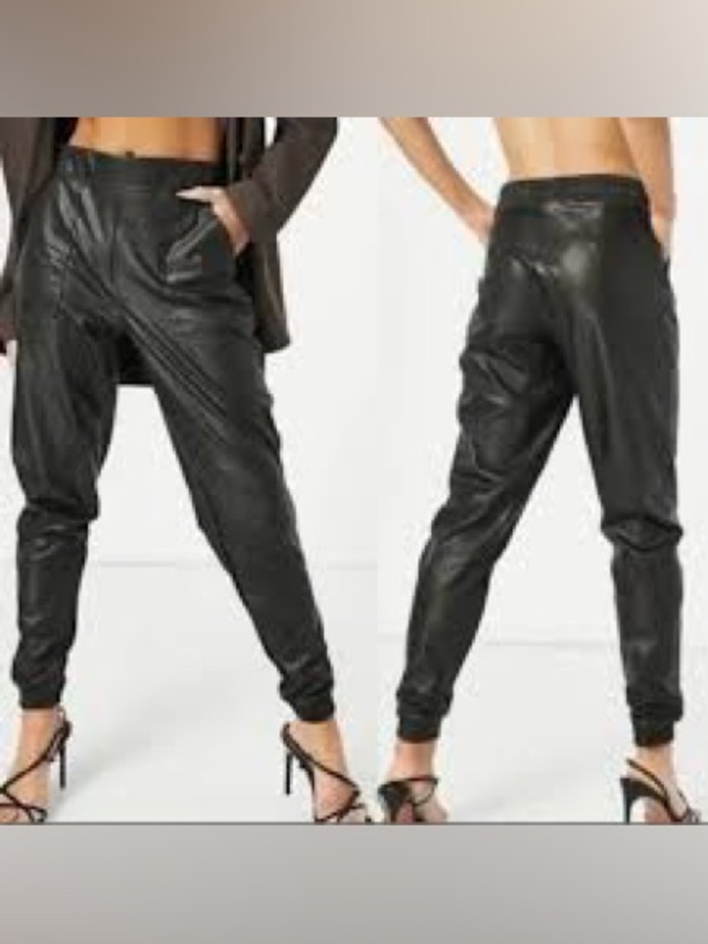 SPANX Black Faux Leather Jogger Pants
